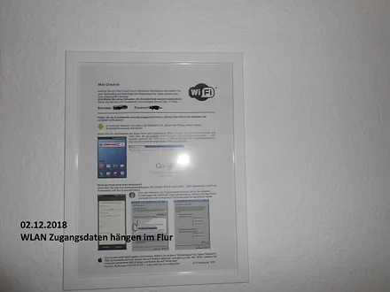 WLAN Zugangsdaten hängen im Flur