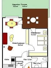 Grundriß von Eingang aus