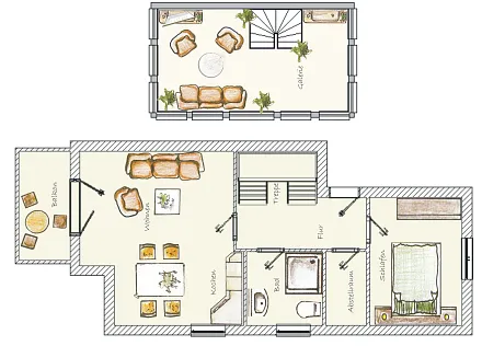 Grundriss 2. OG + Dachgeschoß