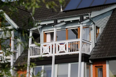 Unser Balkon mit Teakmöbeln