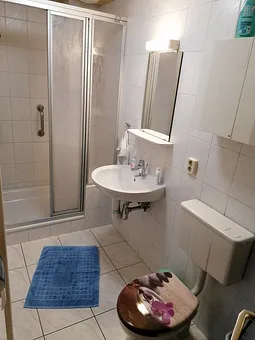 Bad mit Dusche, WC und WB