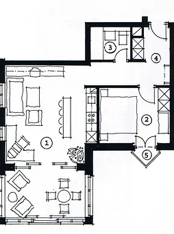 Grundriss     jedoch ohne  ( 5 ) Schlafzimmerlogier 