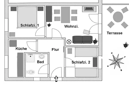 Grundriss 3 Zimmer FeWo 