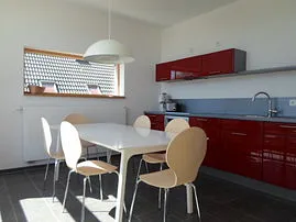 Küche - Kochzeile mit Backofen, Geschirrspüler, Kühlschrank