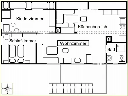 Grundriss Wohnung im Obergeschoss