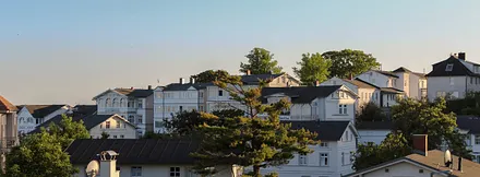 Altstadt: kurz vor Sonnenuntergang. Links die Villa Fernsicht