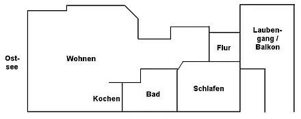 Grundriß Ferienwohnung "Meerblick".