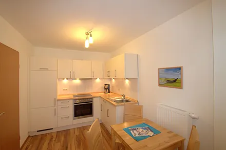 Wohnküche mit Backofen und Geschirrspüler