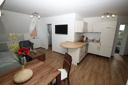 Wohn-/Essbereich (Kü mit Geschirrspüler und Backofen)