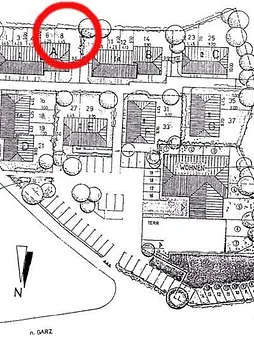 Lage der Ferienwohnung A08 im Ferienpark Gustow