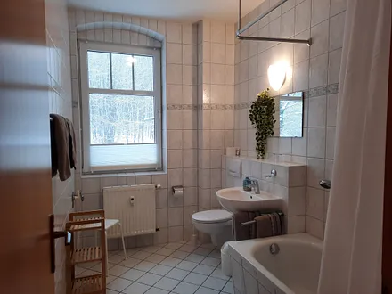 Bad mit Blick in den Buchenwald