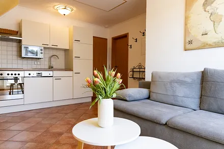 Wohnzimmer mit integrierter Küche