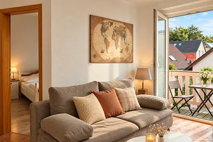 Wohnzimmer mit Balkon.