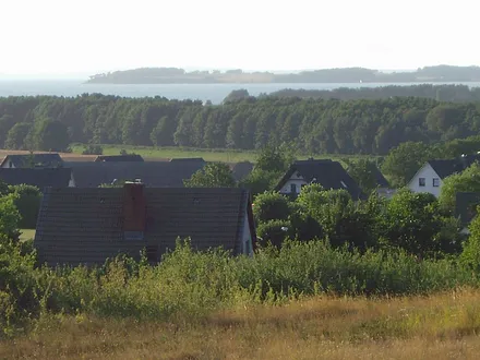 Blick vom Glaubensberg über Pudagla zum Achterwasser