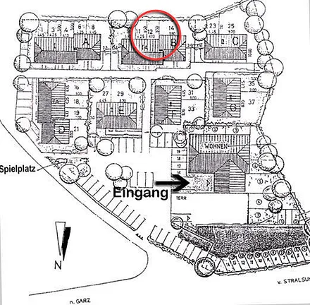 Lage der Ferienwohnung B15 im Ferienpark Gustow