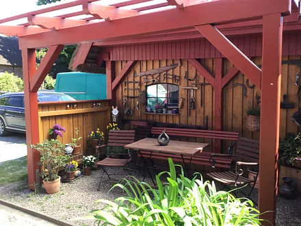 Überdachte Sitzecke für unsere Gäste
