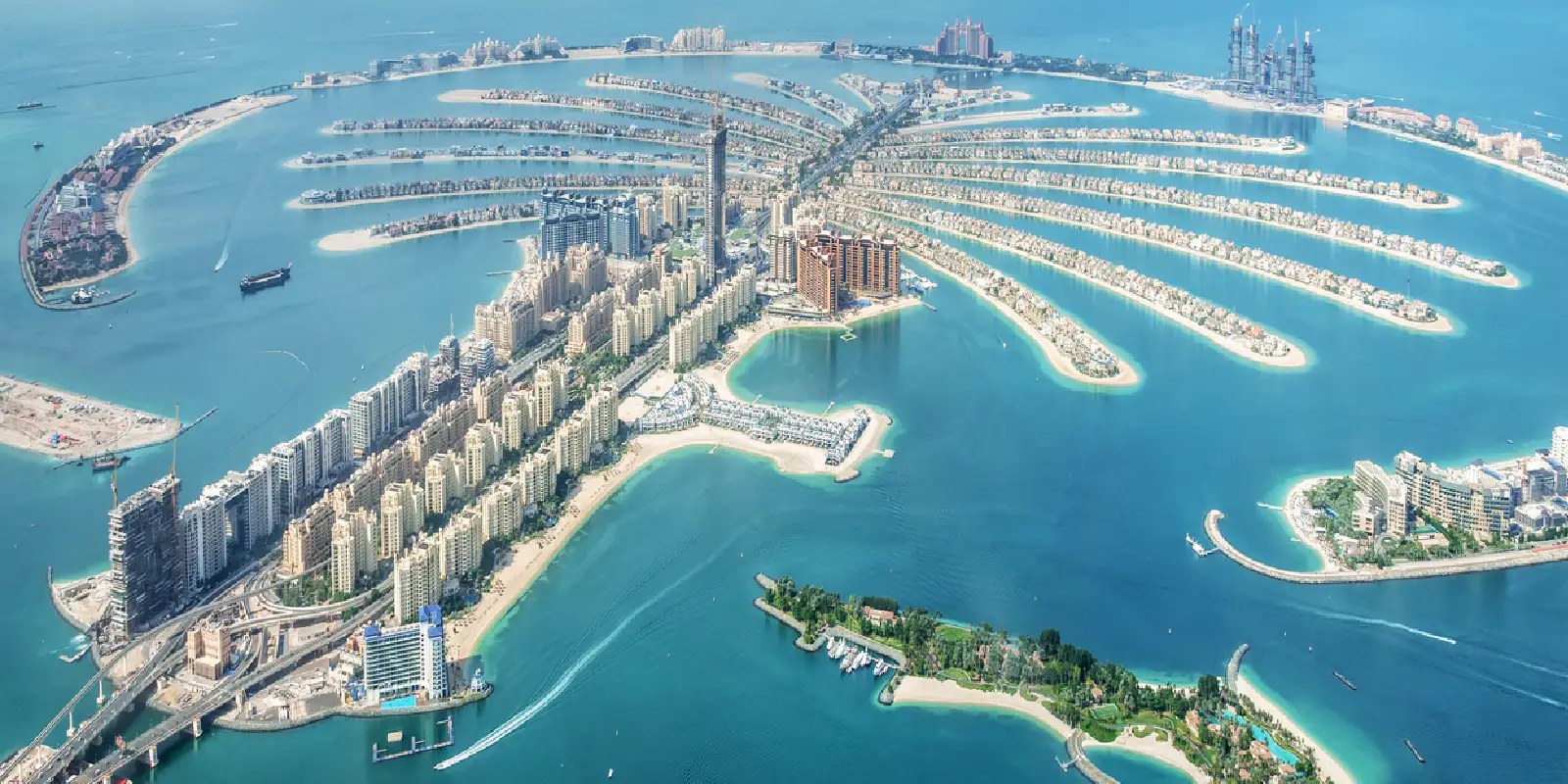 Sky view of Dubai Palm Jumeirah.