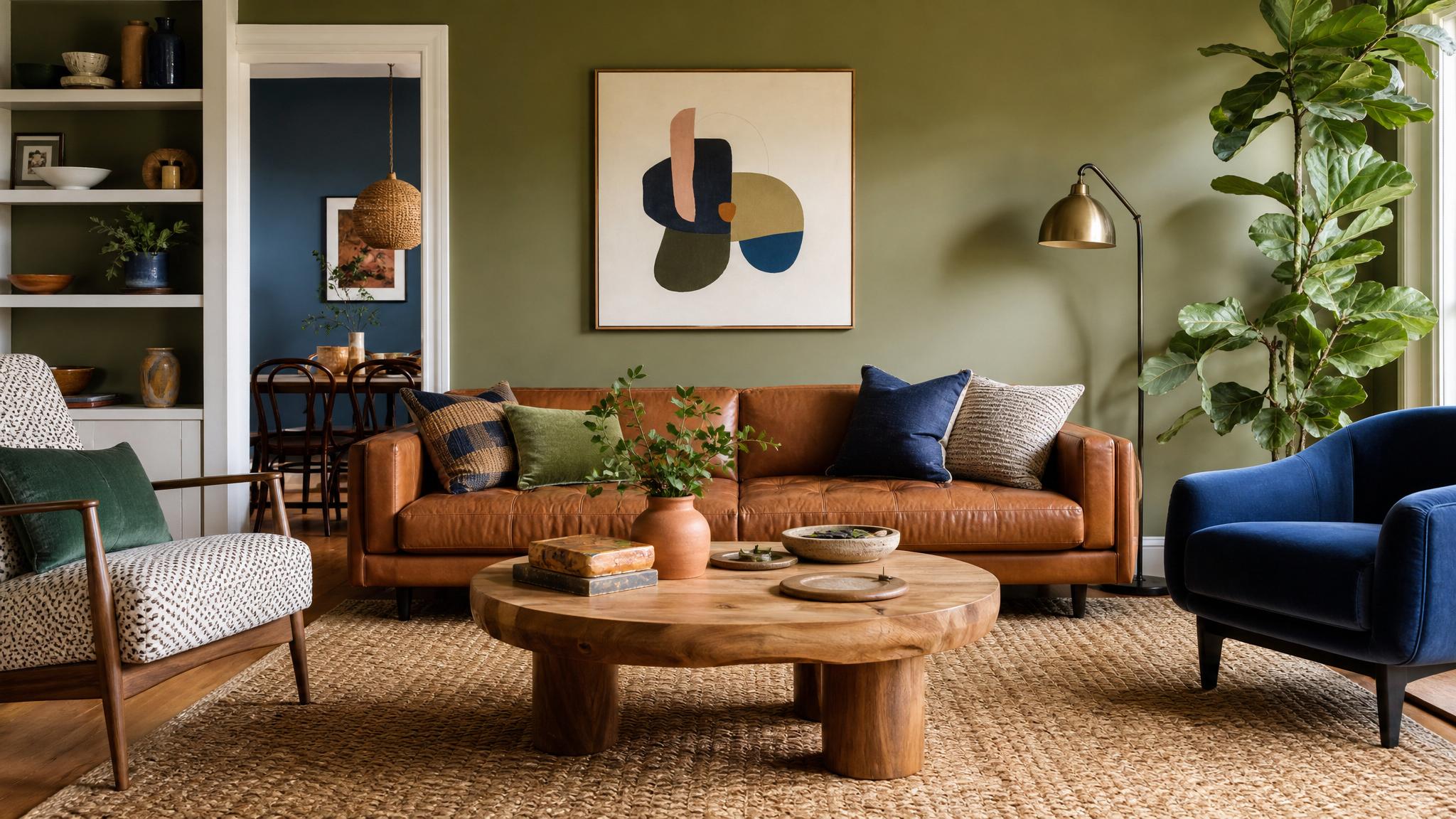 Image showcasing a color palette suitable for eclectic living rooms.