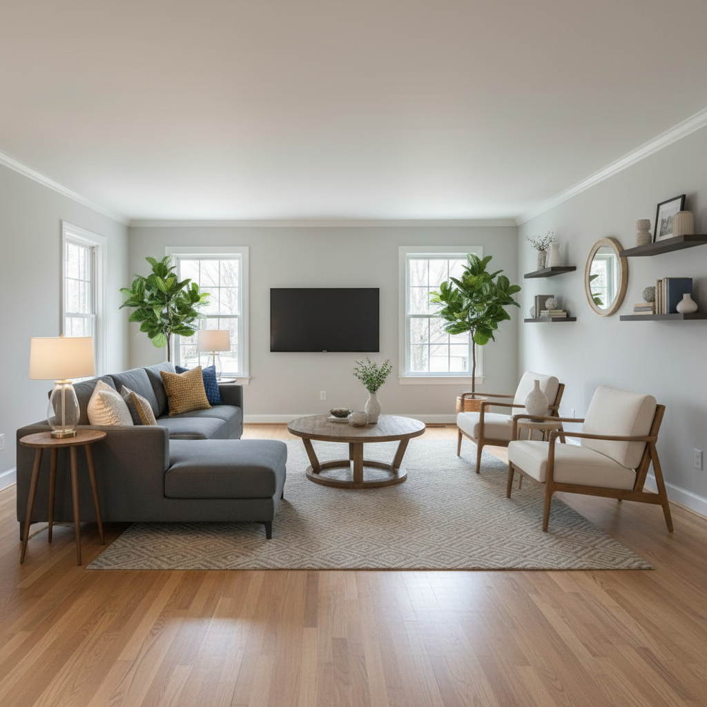 An example of a beautifully rendered AI virtual stage in a home.