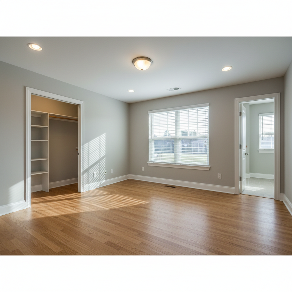 Before photo of an empty master bedroom