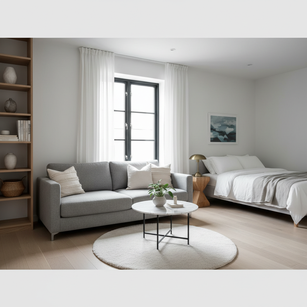 Image of a Nordic studio interior showing a clean, minimalist design.