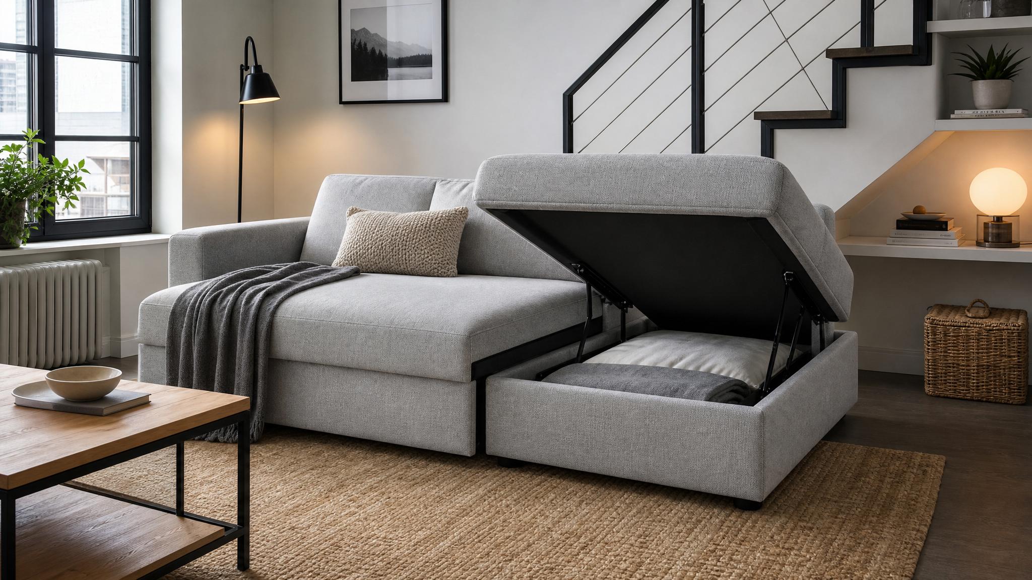Example of multifunctional furniture in a small living room