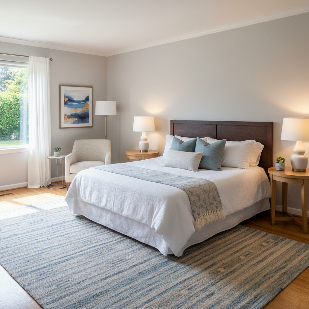 Example of a well-lit guest bedroom photo