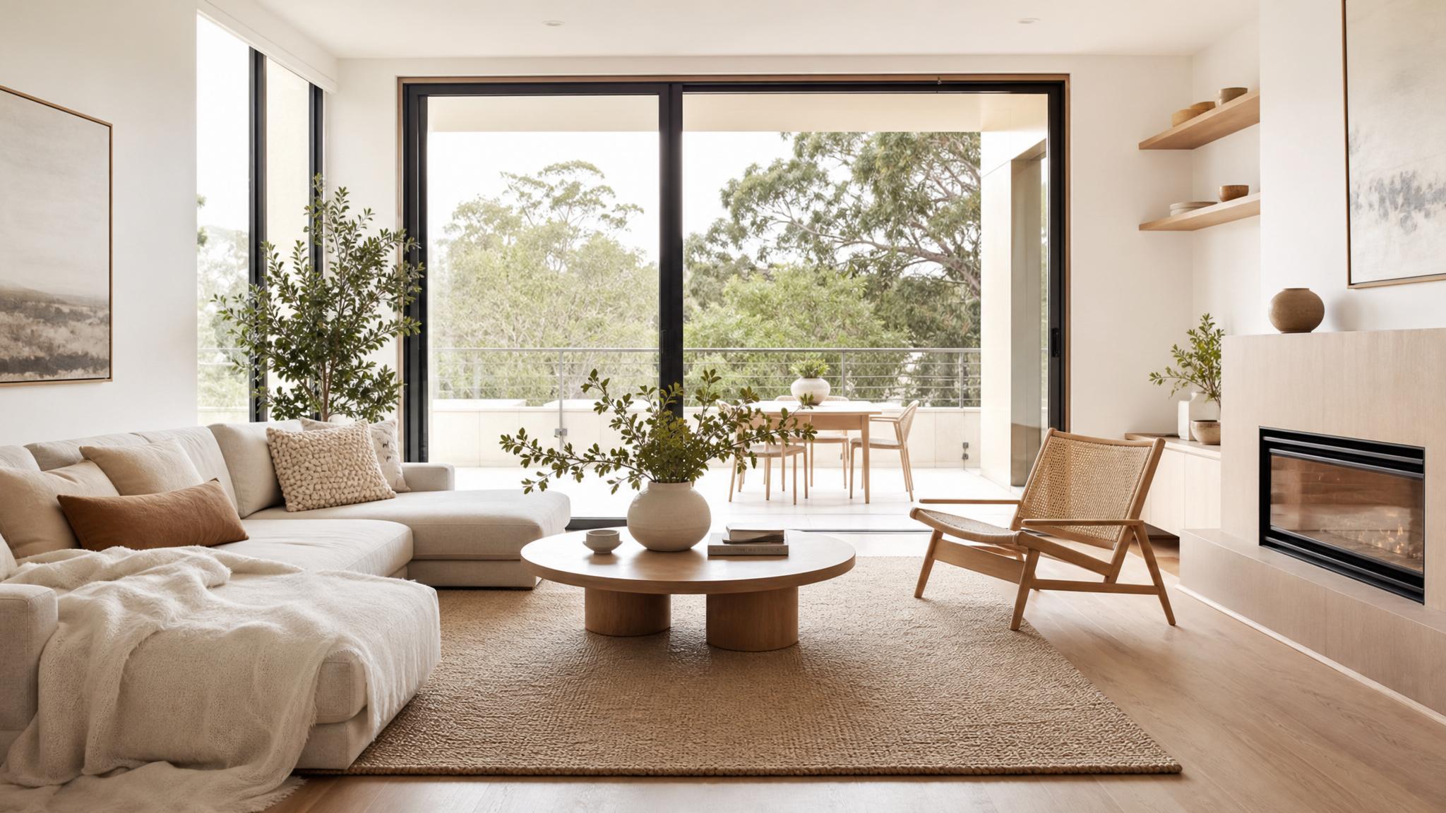 A Scandinavian-inspired living room with minimalistic furniture and natural light.