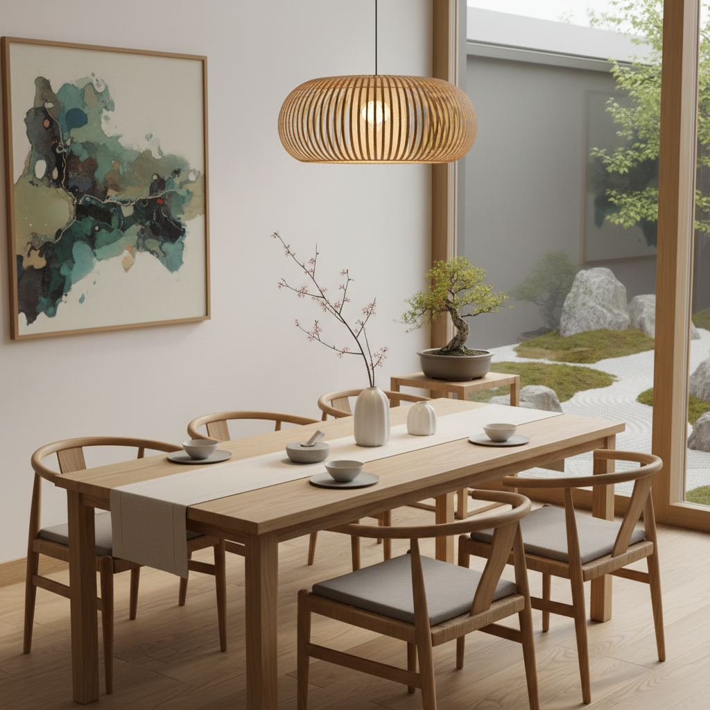 An example of a minimalist dining table set for a zen ambience.