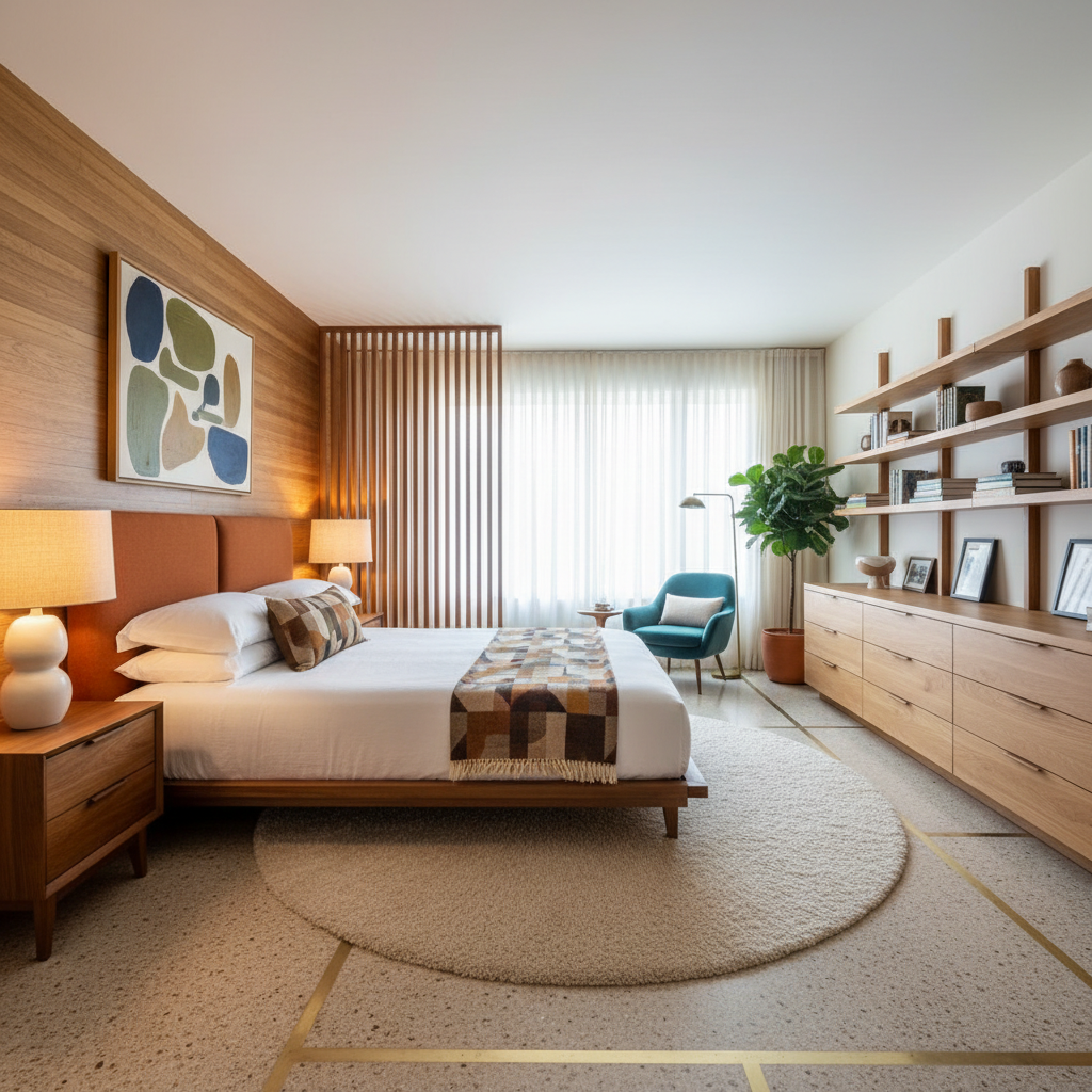 After image of mid-century modern master bedroom