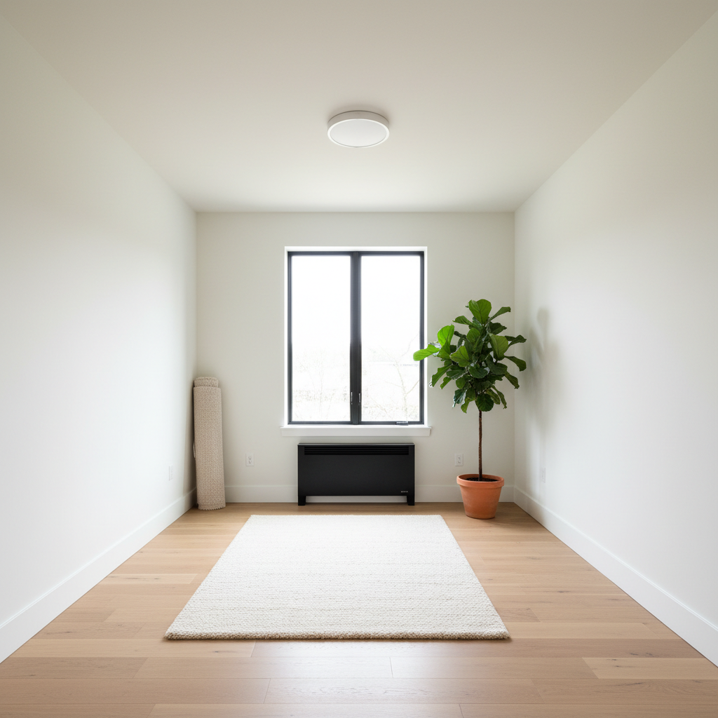 A visual breakdown of a transitional small living room design process.