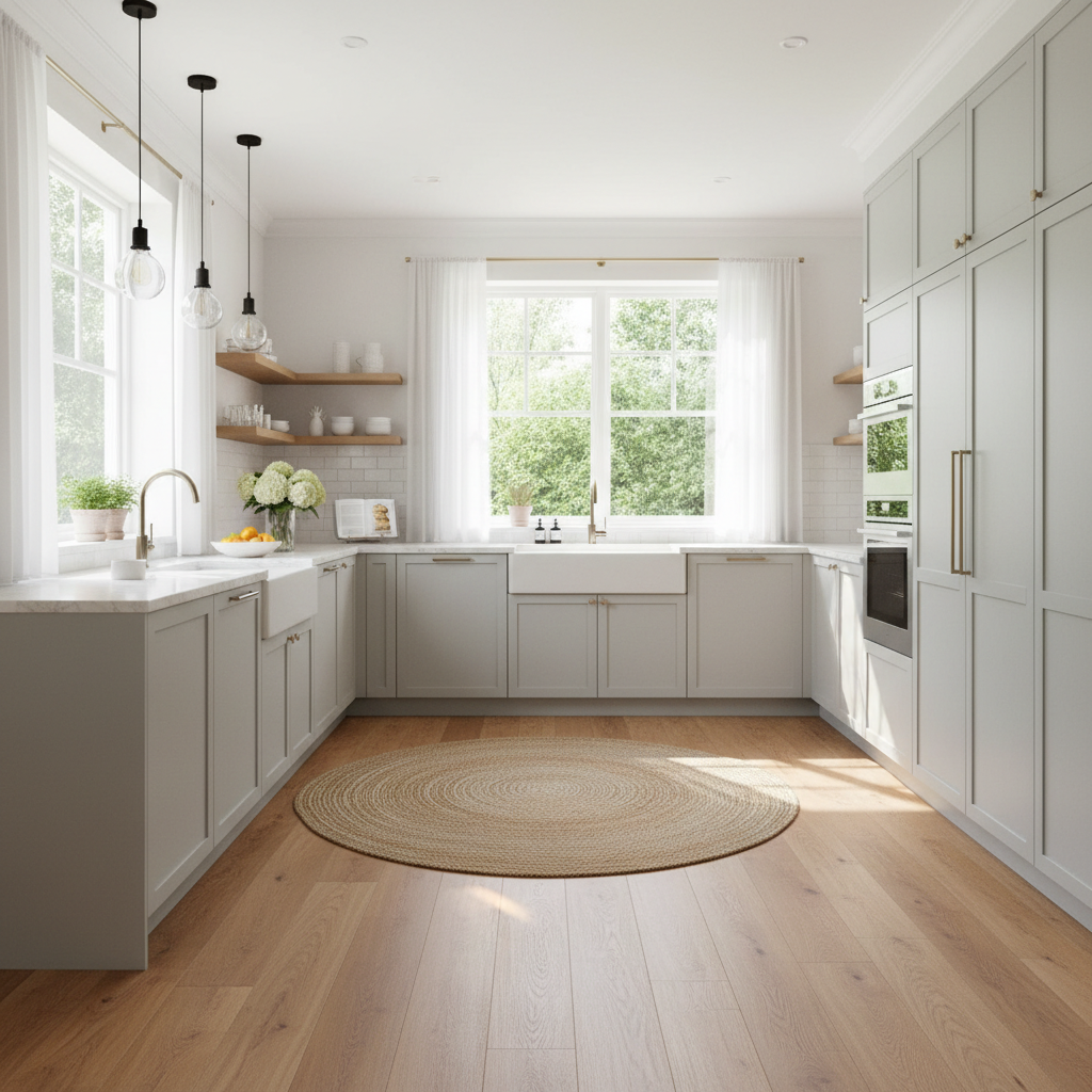 Image of a well-lit kitchen with natural sunlight streaming in