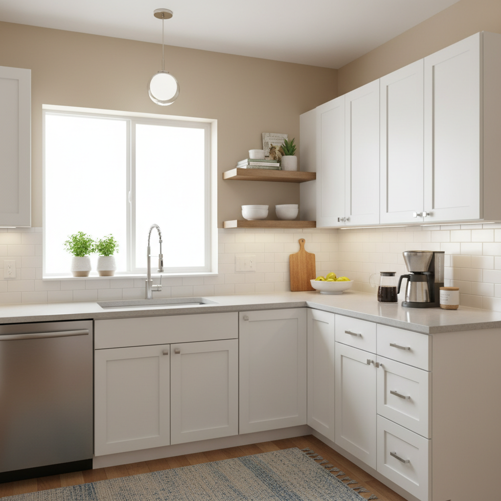 A beautifully staged small kitchen for real estate listing