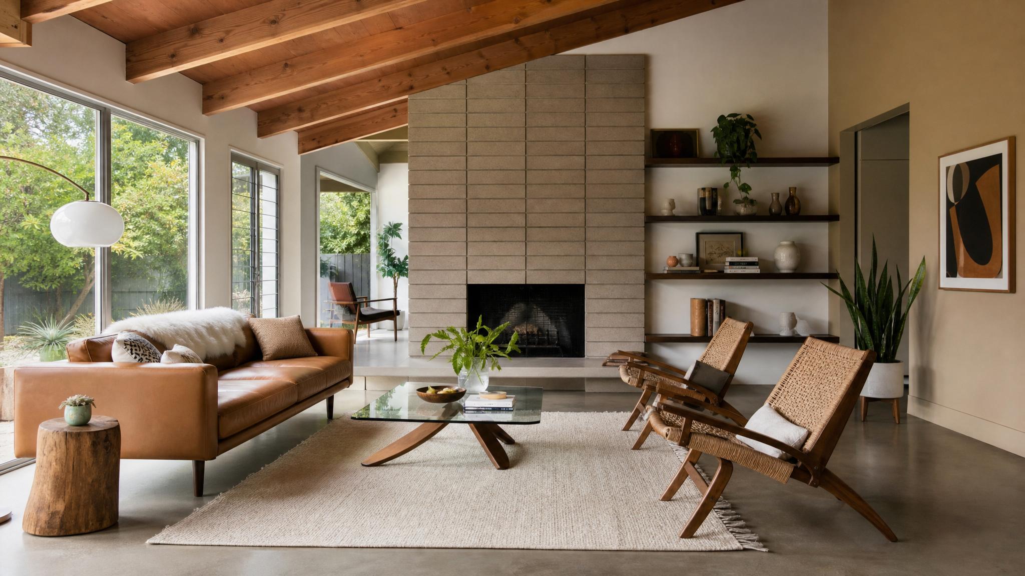 Image illustrating a mid-century modern living room