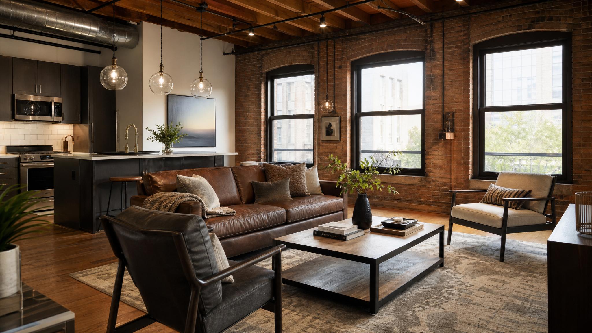 Stylish urban loft furniture arrangement