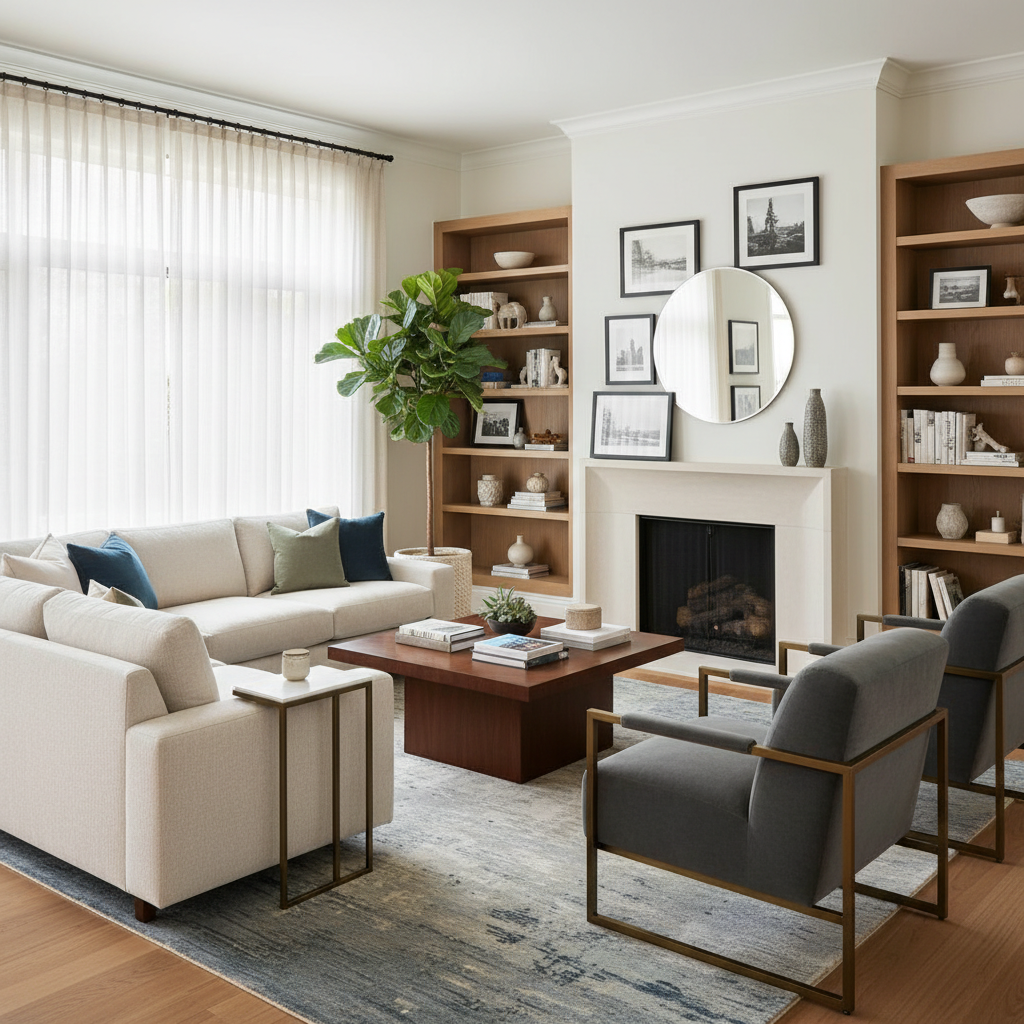 Image of a beautifully staged living room