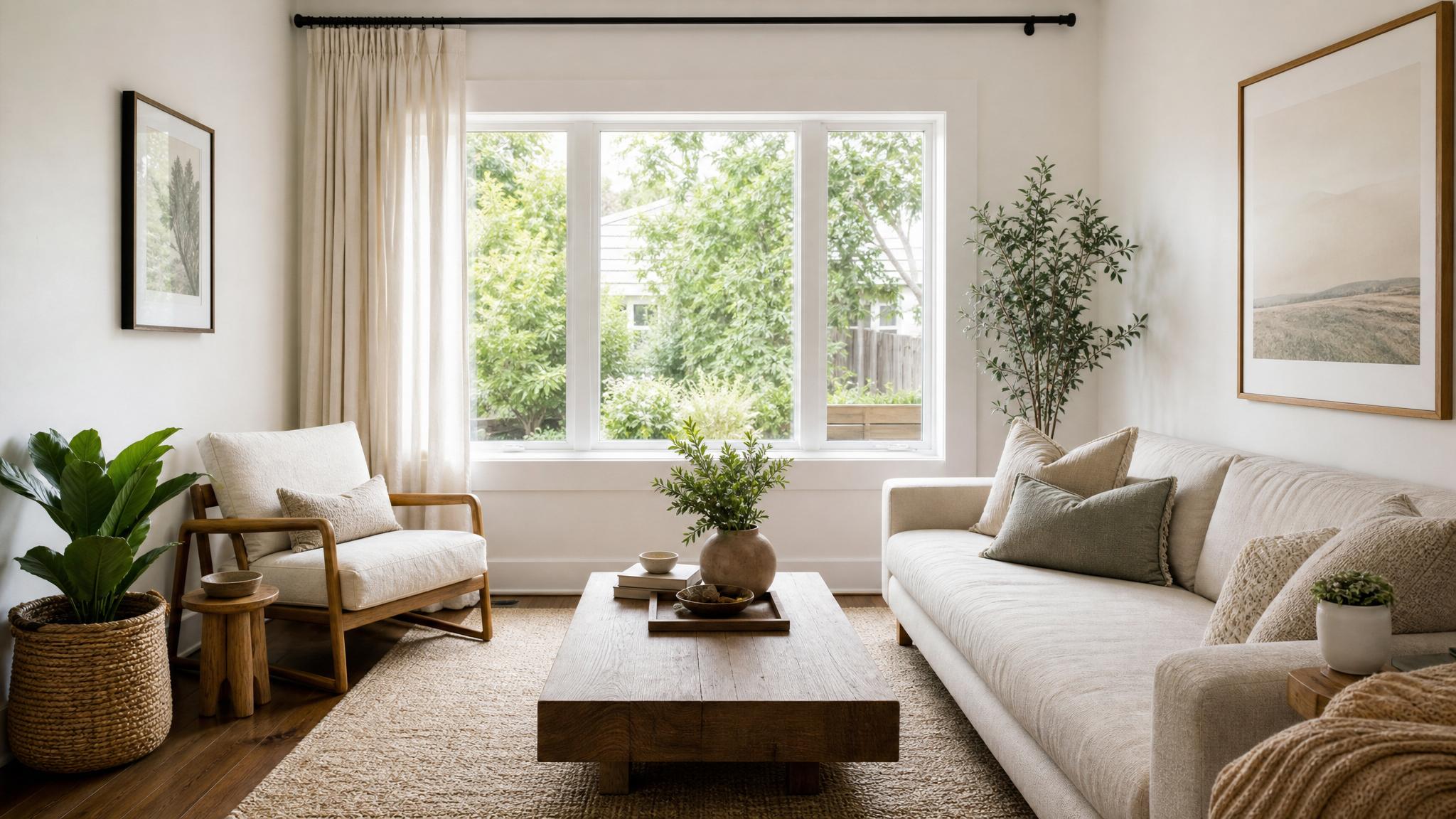 After image of a zen transformation for a small living room
