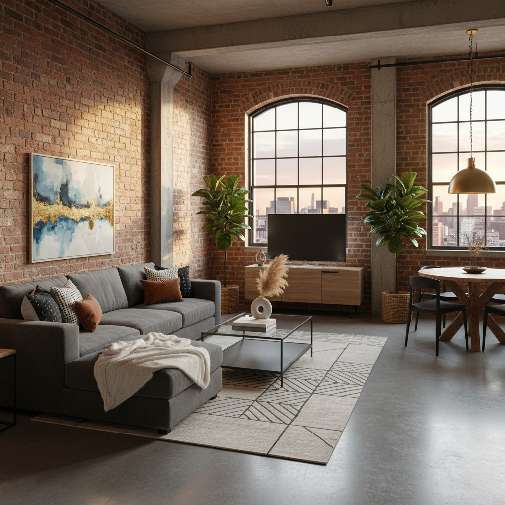 A beautifully staged loft interior showcasing virtual staging design.