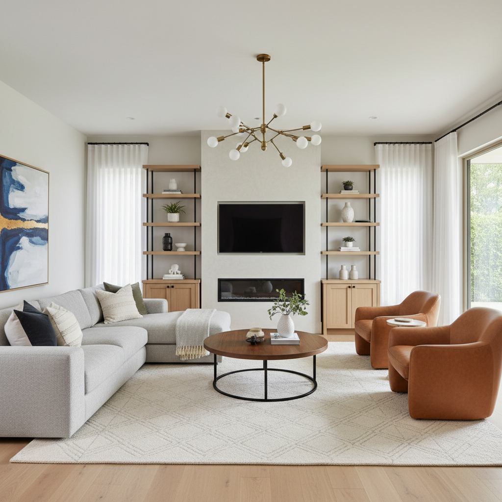 Image of a well-designed living room showcasing modern interior design trends.