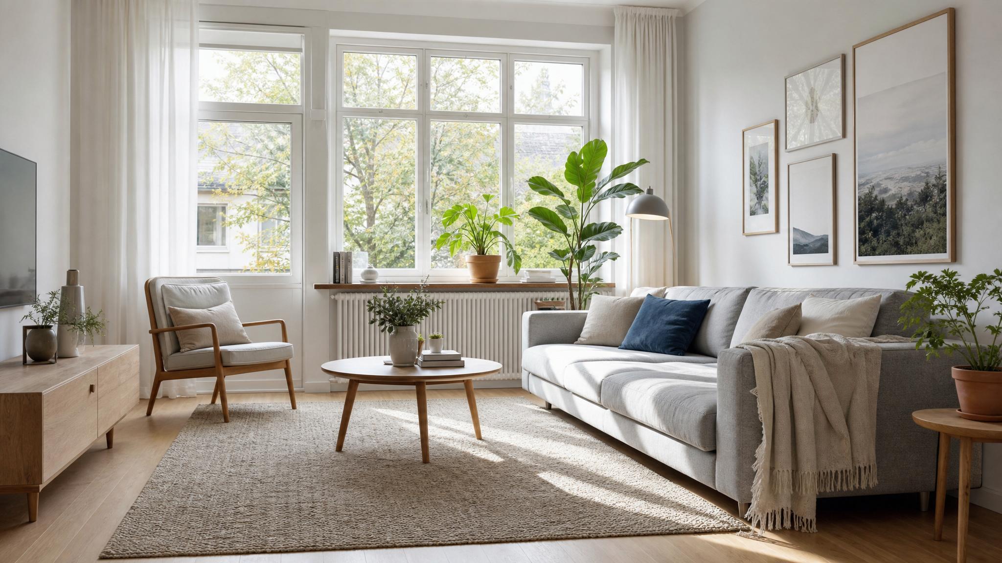 Scandinavian living room example showcasing minimalist furniture and natural light.