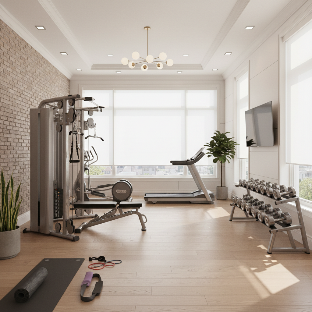 Example of a well-lit home gym