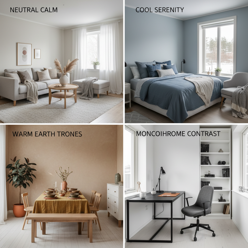 Examples of color palettes used in Scandinavian design