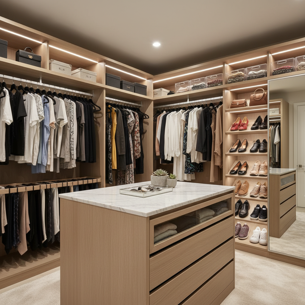 Organizing tips for modern walk-in closets