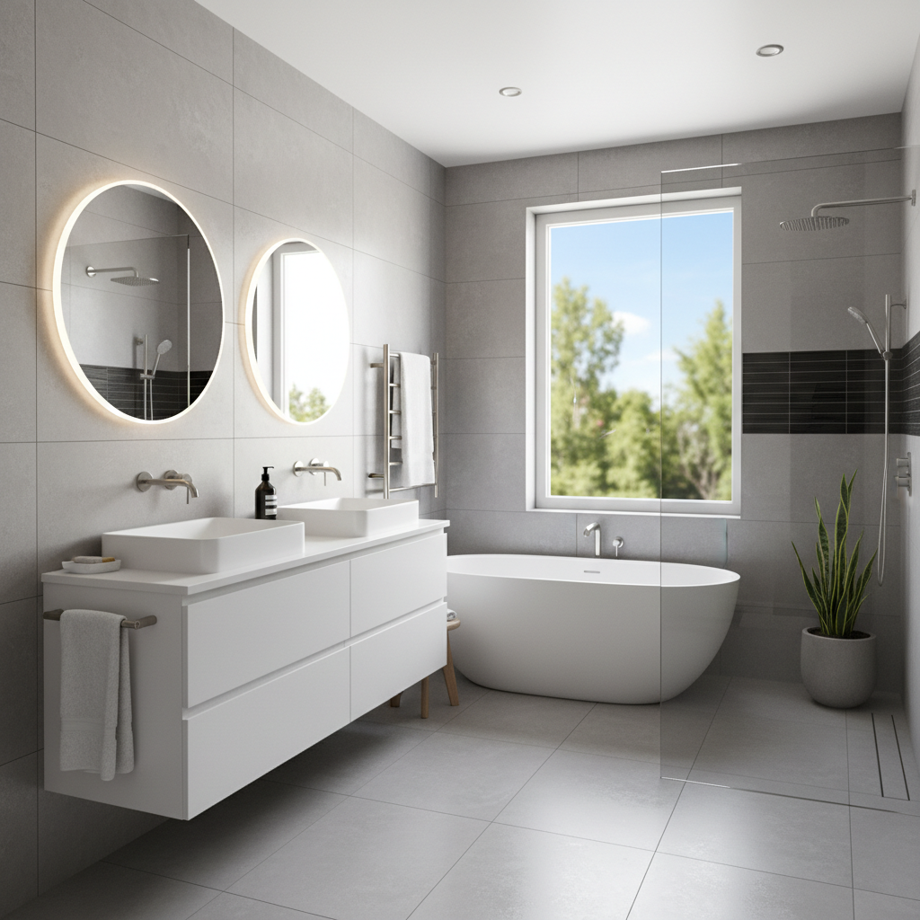 Modern bathroom design showcasing sleek fixtures and minimalist décor