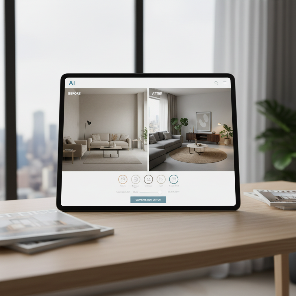 Visualization of an AI interior design tool interface