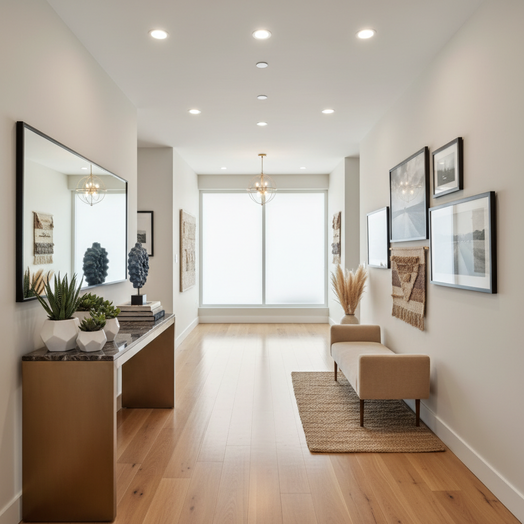 Example of a hallway featuring decorative elements