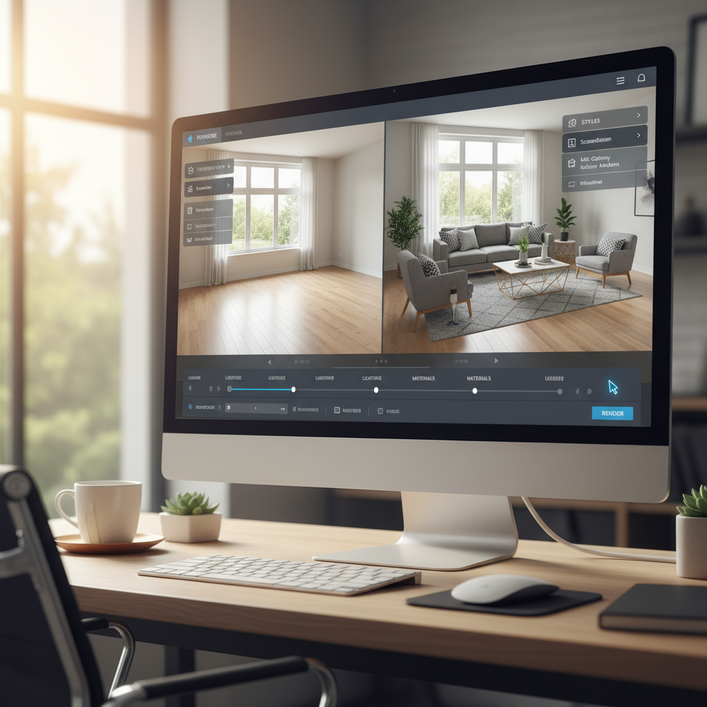 Screenshot of an AI virtual staging tool interface.