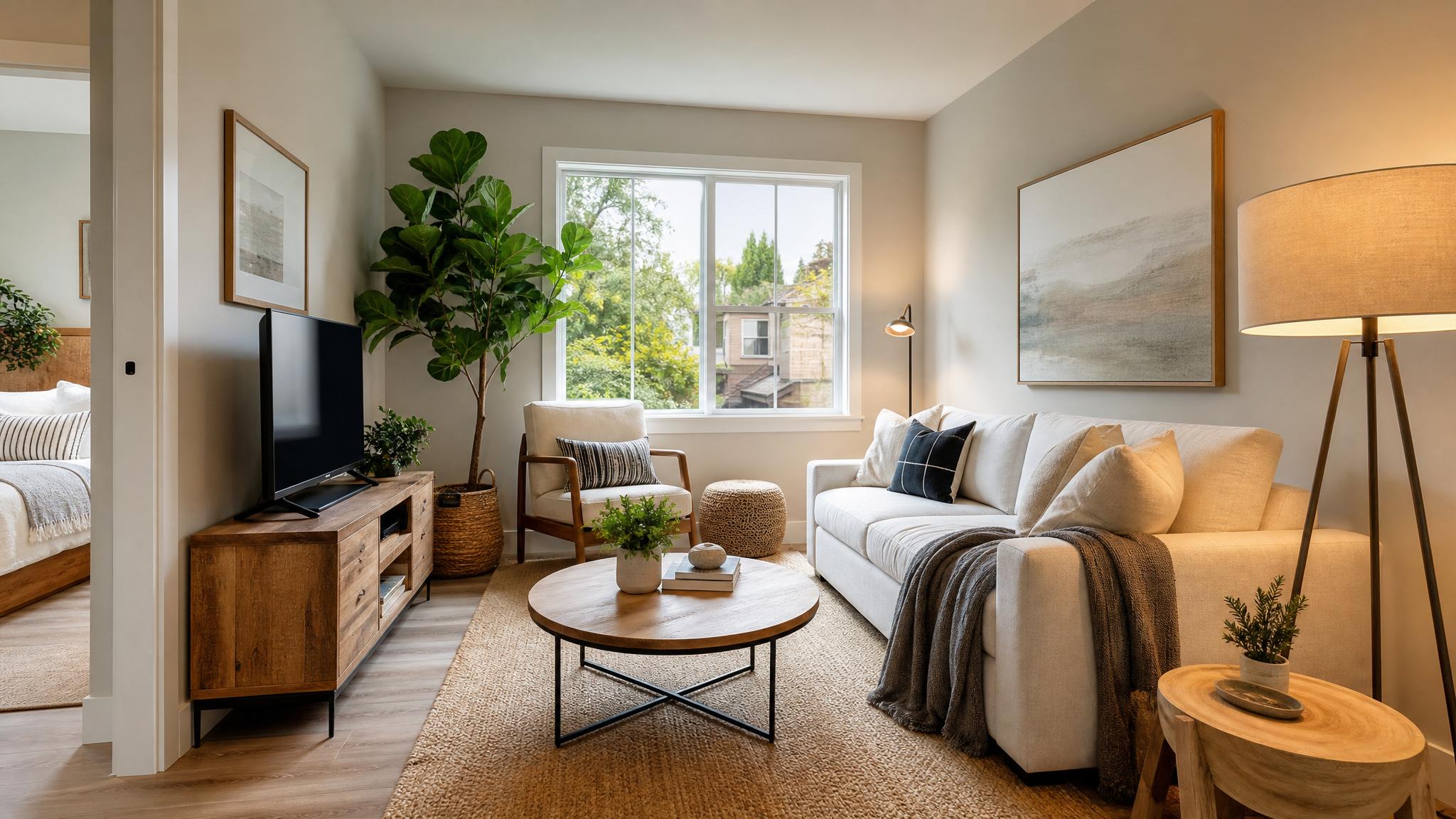Example of a staged small living room