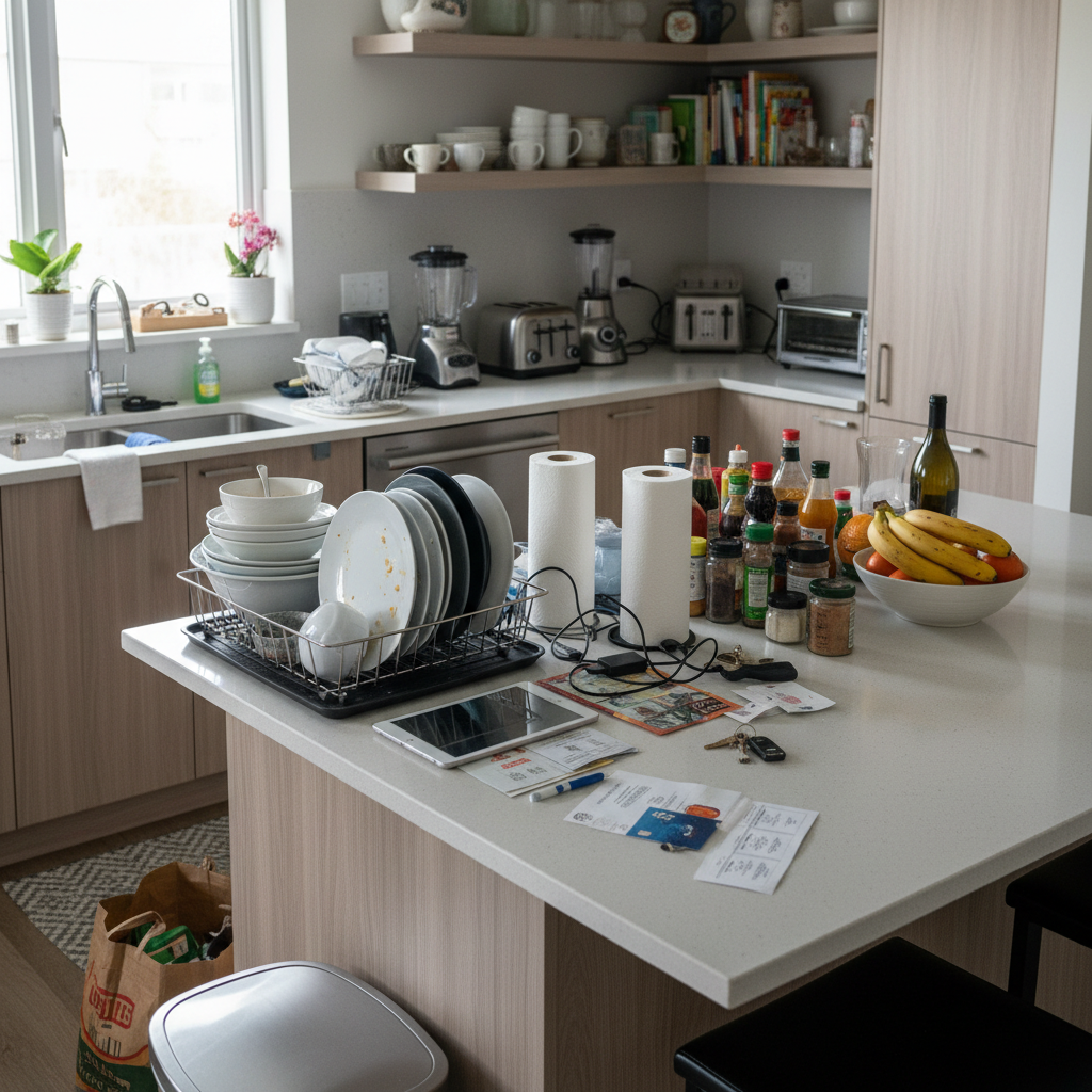Before and after decluttering kitchen spaces
