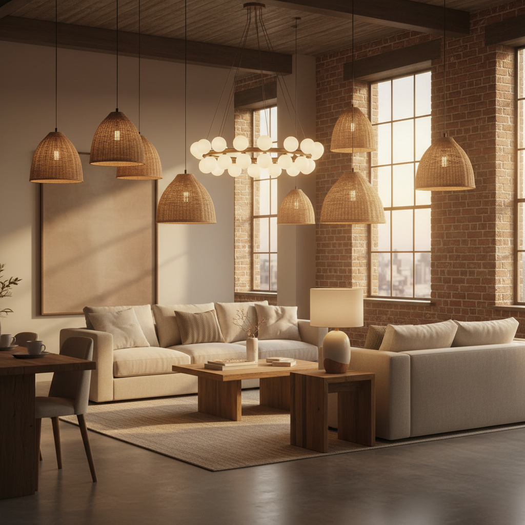 Cozy lighting fixtures ideal for a warm minimalism loft.